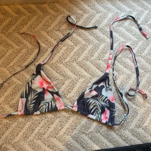 Stone Fox swim hibiscus print tie bikini top